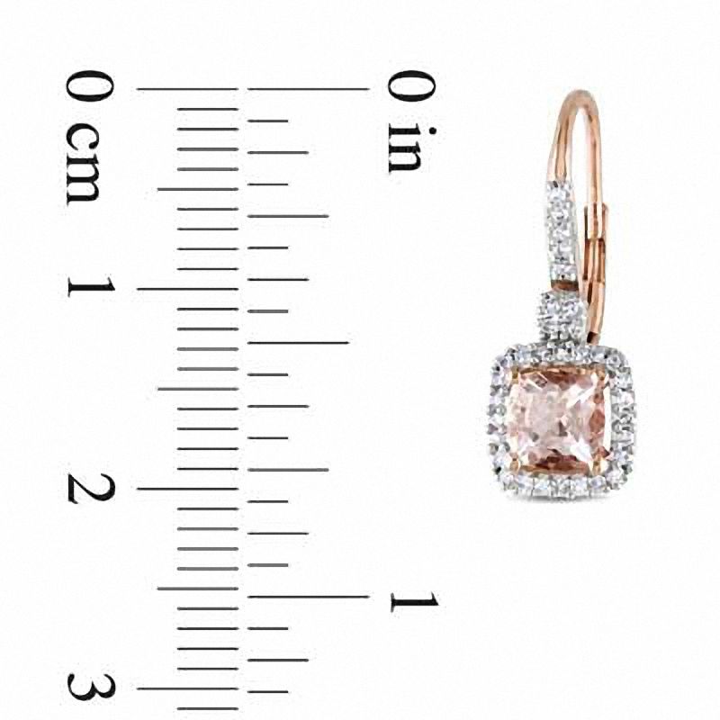 5.0mm Cushion-Cut Morganite and 0.19 CT. T.W. Diamond Earrings in 10K Rose Gold|Peoples Jewellers