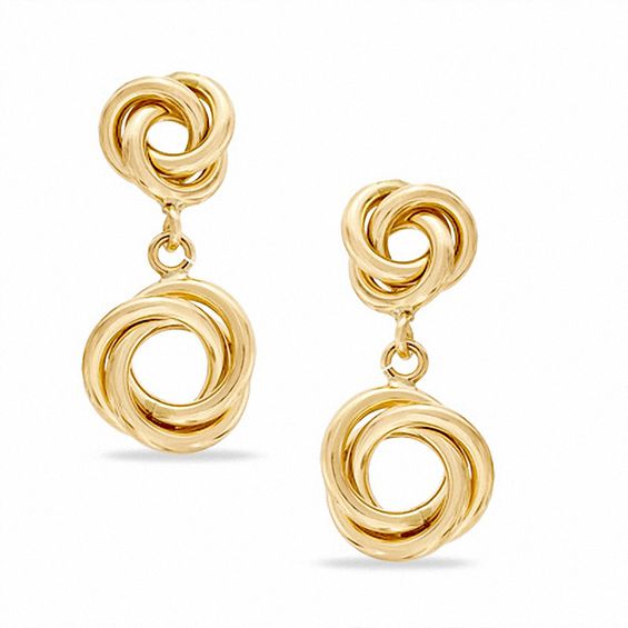 Love Knot Dangle Earrings in 10K Gold