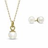 Thumbnail Image 0 of Child's 3.0mm Freshwater Cultured Pearl Pendant and Earrings Set in 14K Gold-15"