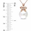 Thumbnail Image 1 of 12.0-12.5mm Freshwater Cultured Pearl and Diamond Accent Bow Pendant in 10K Rose Gold-17"