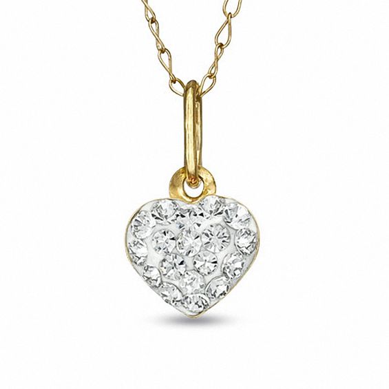 Child's Crystal Heart Pendant in 14K Gold