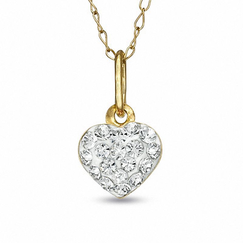 Child's Crystal Heart Pendant in 14K Gold