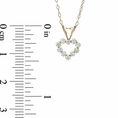 Child's Cubic Zirconia Heart Pendant in 14K Gold - 13"