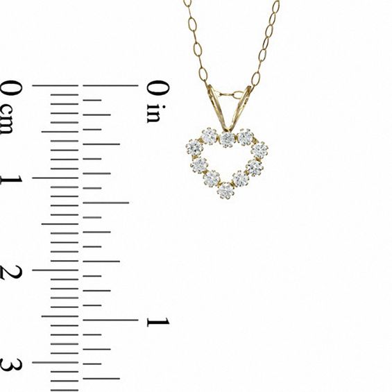 Child's Cubic Zirconia Heart Pendant in 14K Gold - 13"