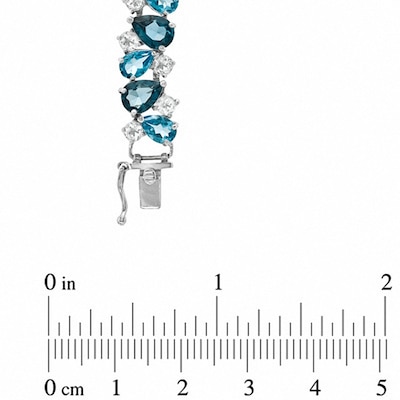 Blue and White Topaz Bracelet in Sterling Silver - 7.25"