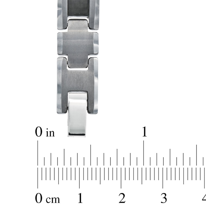 Men's Carbon Fibre Link Bracelet in Tungsten - 8.5"
