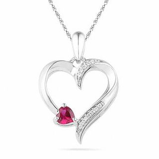 Heart-Shaped Lab-Created Ruby and Diamond Accent Heart Pendant in ...