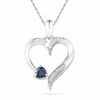 Heart-Shaped Blue Lab-Created Sapphire and Diamond Accent Heart Pendant in Sterling Silver