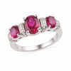 Thumbnail Image 0 of Oval Lab-Created Ruby and Diamond Accent Ring in Sterling Silver