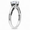 6.5mm White Lab-Created Sapphire and 0.37 CT. T.W. Black Diamond Engagement Ring in Sterling Silver