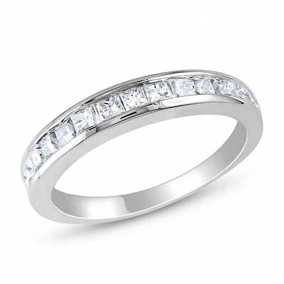 Princess-Cut Lab-Created White Sapphire Eternity Band in Sterling ...