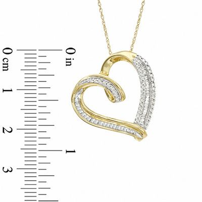 0.50 CT. T.W. Diamond Tilted Heart Pendant in 10K Gold