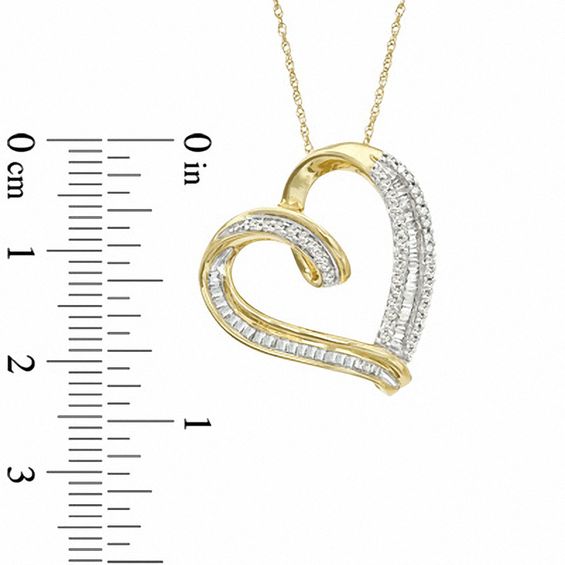 0.50 CT. T.W. Diamond Tilted Heart Pendant in 10K Gold