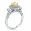 1.45 CT. T.W. Certified Yellow Diamond Three Stone Past Present Future Ring in 14K White Gold (P/SI2)