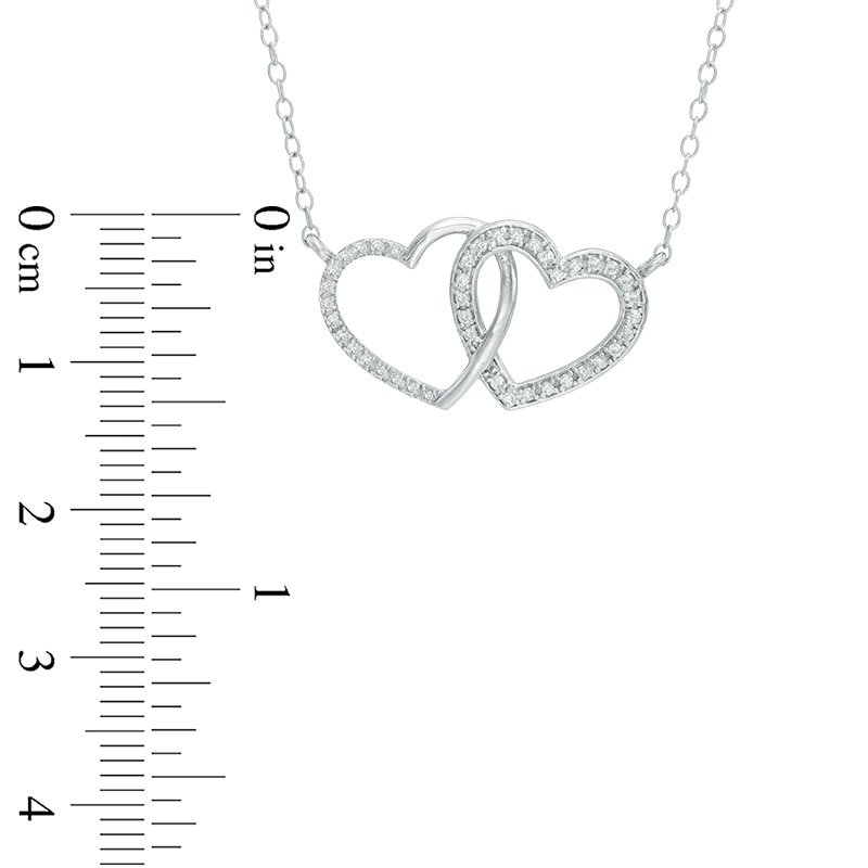 0.13 CT. T.W. Diamond Interlocking Hearts Necklace in Sterling Silver