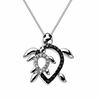 Thumbnail Image 0 of 0.12 CT. T.W. Black and White Diamond Motherly Love Turtle Pendant in Sterling Silver