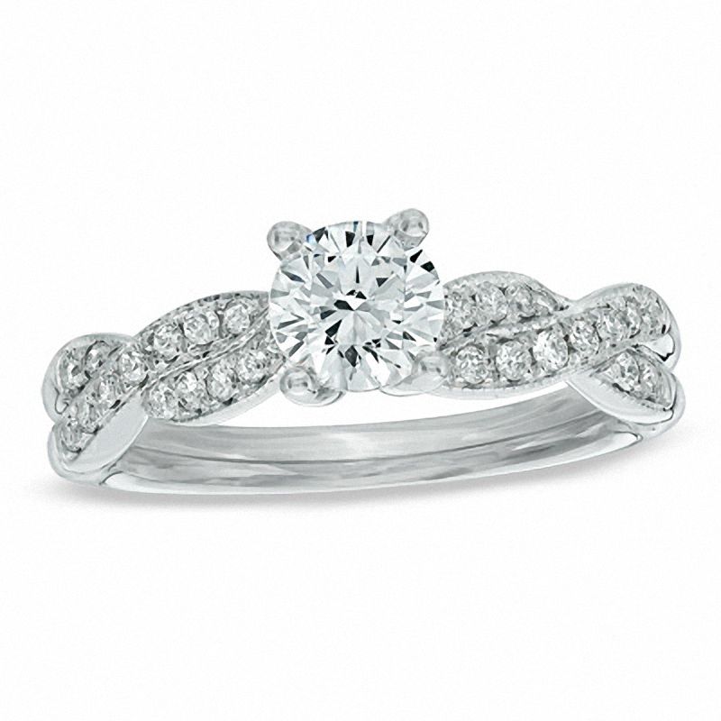 1.00 CT. T.W. Certified Canadian Diamond Braid Engagement Ring in 14K White Gold (I/I1)|Peoples Jewellers