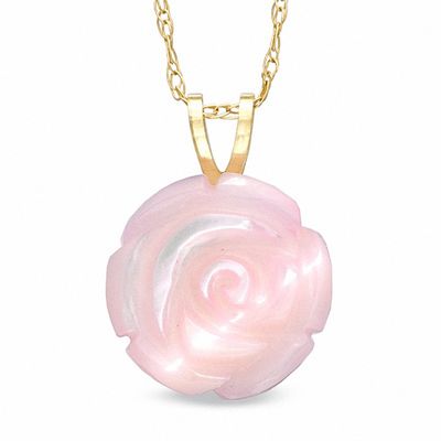 10.0mm Light Pink Mother-of-Pearl Flower Pendant in 14K Gold