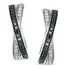 Thumbnail Image 0 of 0.25 CT. T.W. Enhanced Black and White Diamond Crossover Hoop Earrings in Sterling Silver
