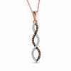 Thumbnail Image 0 of 0.11 CT. T.W. Enhanced Cognac and White Diamond Winding Drop Pendant in 10K Rose Gold