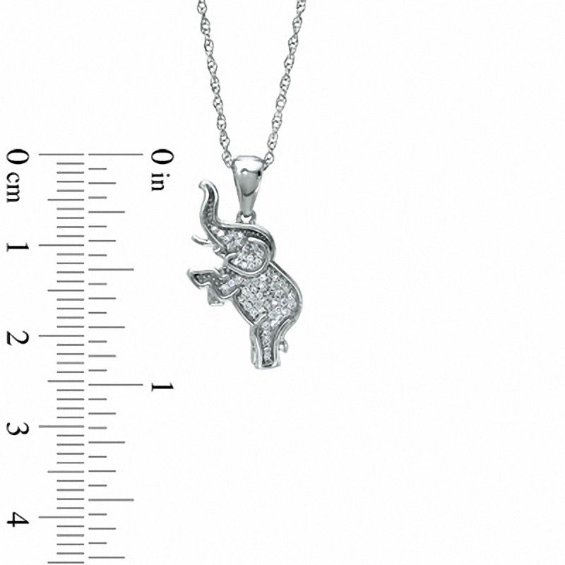 0.11 CT. T.W. Diamond Standing Elephant Pendant in Sterling Silver|Peoples Jewellers