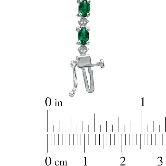 Lab-Created Emerald and Diamond Accent Bracelet in Sterling Silver - 7.25"