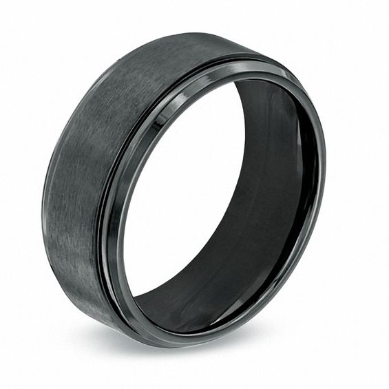 Men's 9.0mm Black Titanium Comfort Fit Wedding Band - Size 10