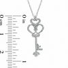 Thumbnail Image 1 of 0.16 CT. T.W. Diamond Crowned Heart-Top Key Pendant in 10K White Gold