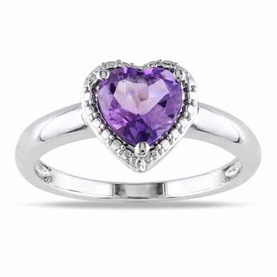 7.0mm Heart-Shaped Amethyst Ring in Sterling Silver