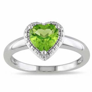 7.0mm Heart-Shaped Peridot Ring in Sterling Silver