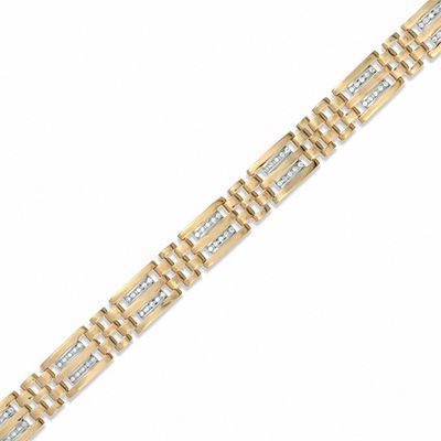 Men's 1.00 CT. T.W. Diamond Double Row Link Bracelet in 14K Gold - 8.5"