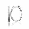 Thumbnail Image 0 of 0.14 CT. T.W. Diamond Oval Hoop Earrings in Sterling Silver