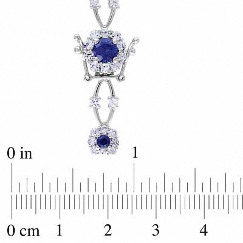 Main Image 2 of Lab-Created Blue and White Sapphire Frame Bracelet in Sterling Silver