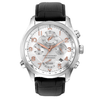 Men's Bulova Wilton Precisionist Chronograph Collection Strap Watch with White Dial (Model: 96B182)