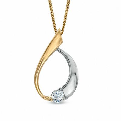 0.10 CT. Certified Canadian Diamond Abstract Pendant in 14K Two-Tone Gold (I/I2)