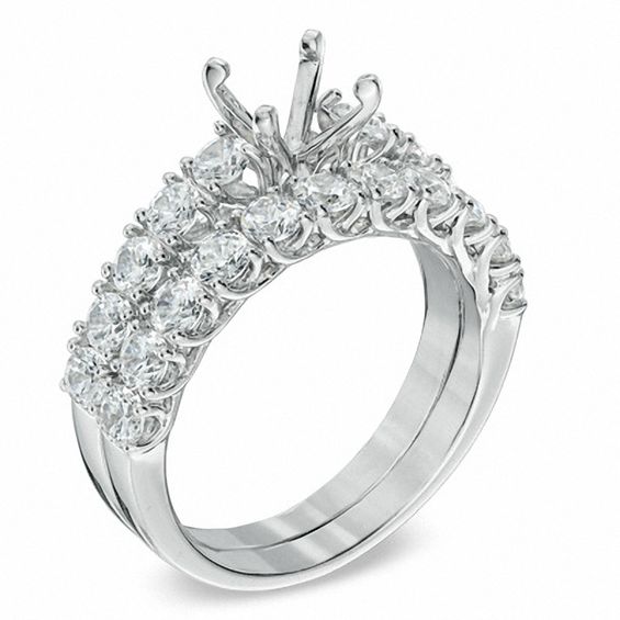 1.95 CT. T.W. Diamond Semi-Mount Bridal Set in 14K White Gold