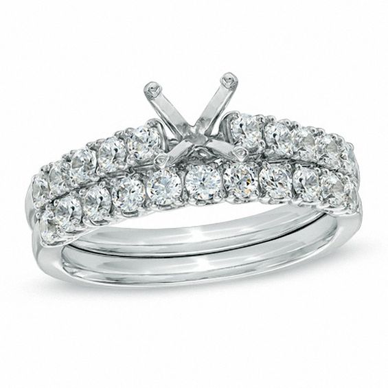 0.90 CT. T.W. Diamond Semi-Mount Bridal Set in 14K White Gold