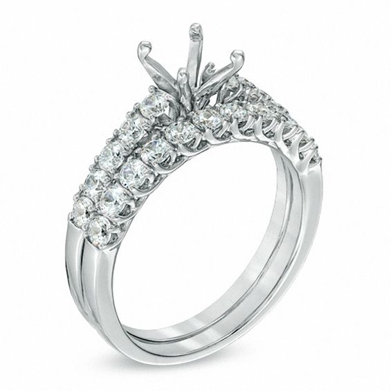 0.90 CT. T.W. Diamond Semi-Mount Bridal Set in 14K White Gold