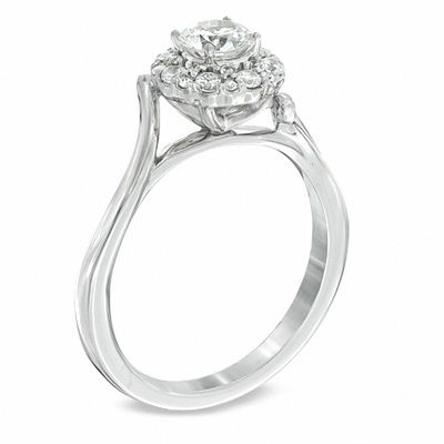 0.75 CT. T.W. Certified Canadian Diamond Frame Bypass Engagement Ring in 14K White Gold (I/I1)