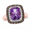 Cushion-Cut Amethyst, Smoky Quartz and Diamond Accent Frame Ring in 10K Rose Gold