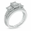 0.75 CT. T.W. Baguette Diamond Three Stone Bridal Set in 14K White Gold