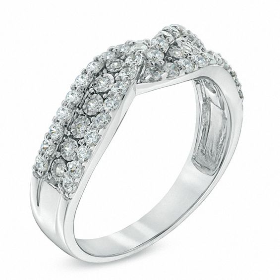 0.45 CT. T.W. Diamond Layered Waves Anniversary Band in 14K White Gold