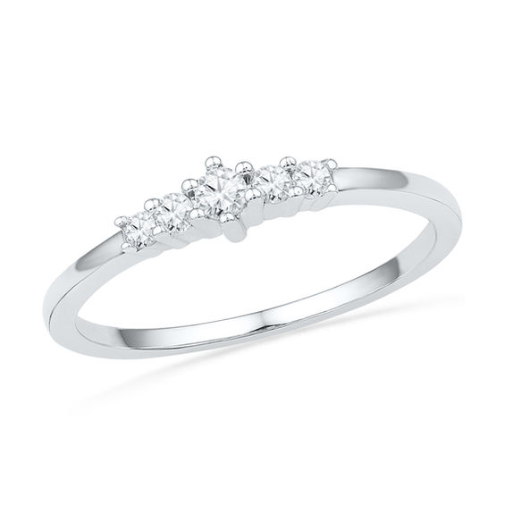 CT. T.W. Diamond Five Stone Promise Ring in 10K White Gold