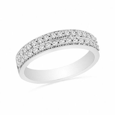 CT. T.W. Diamond Double Row Wedding Band in 10K Gold