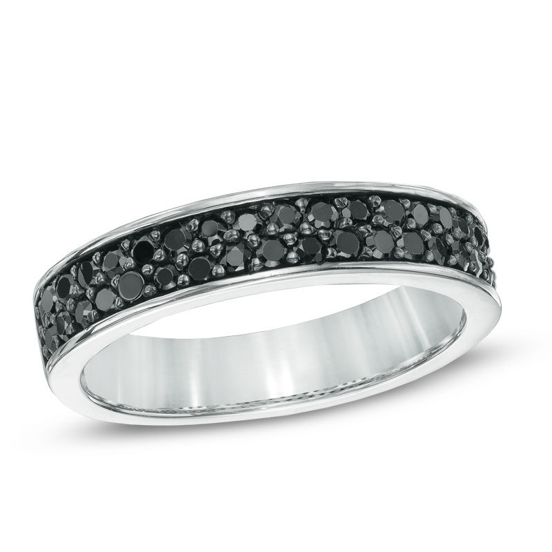 0.50 CT. T.W. Black Diamond Double Row Band in Sterling Silver|Peoples Jewellers
