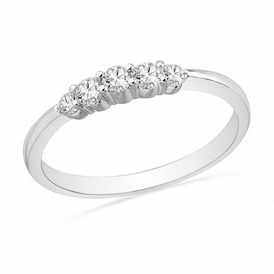 CT. T.W. Diamond Five Stone Wedding Band in 10K Gold