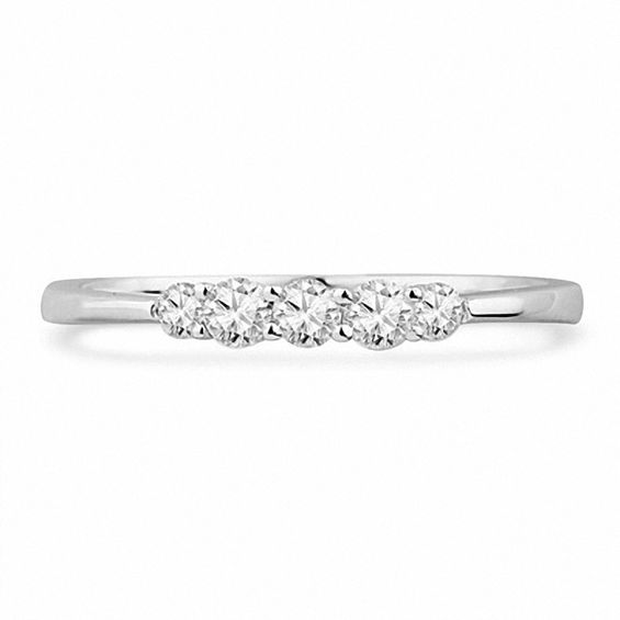 CT. T.W. Diamond Five Stone Wedding Band in 10K Gold