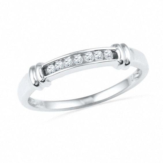 0.10 CT. T.W. Diamond Wedding Band in 10K White Gold