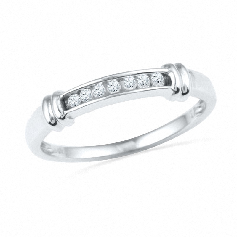 0.10 CT. T.W. Diamond Wedding Band in 10K White Gold|Peoples Jewellers