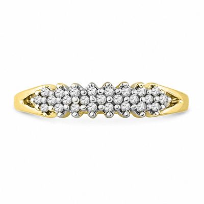 0.20 CT. T.W. Diamond Cluster Row Anniversary Band in 10K Gold